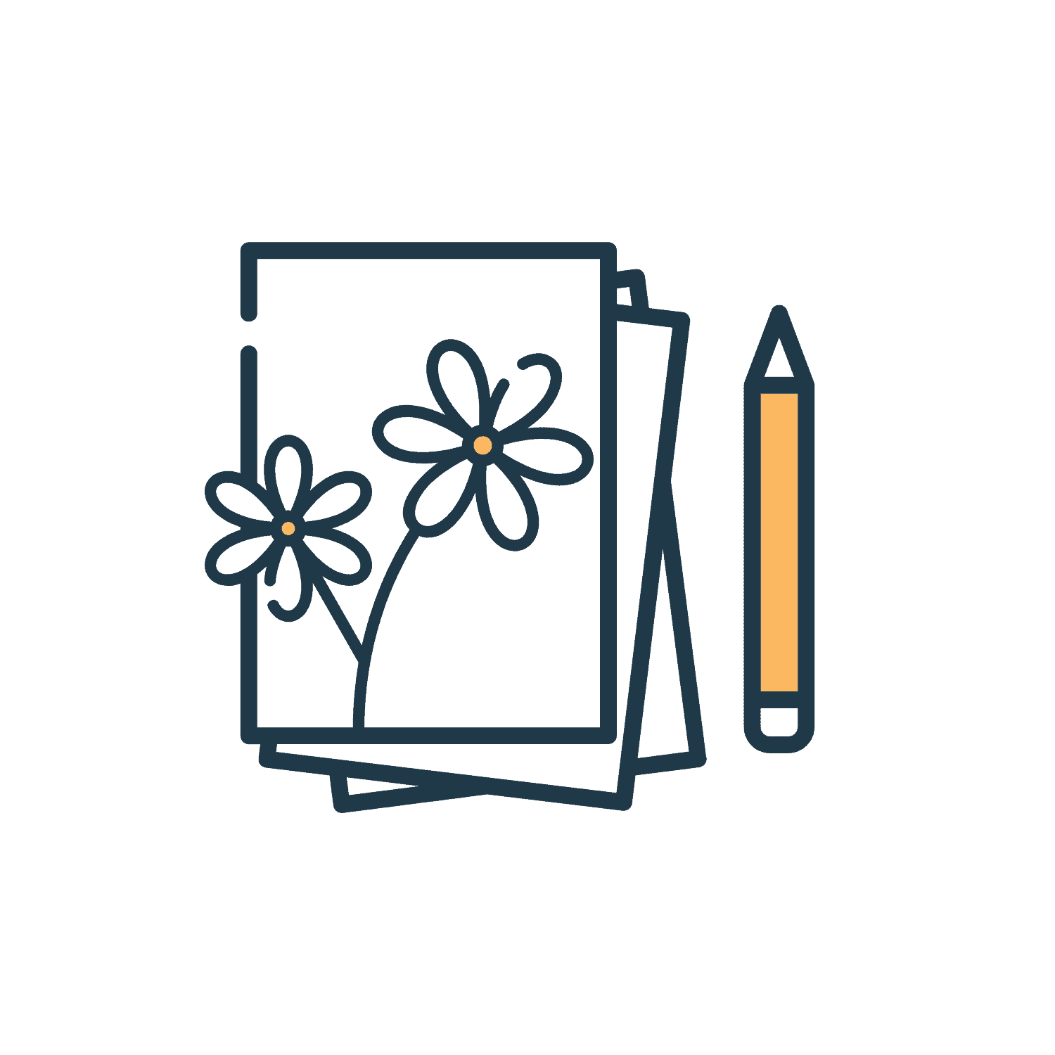 paper with flowers and a pencil