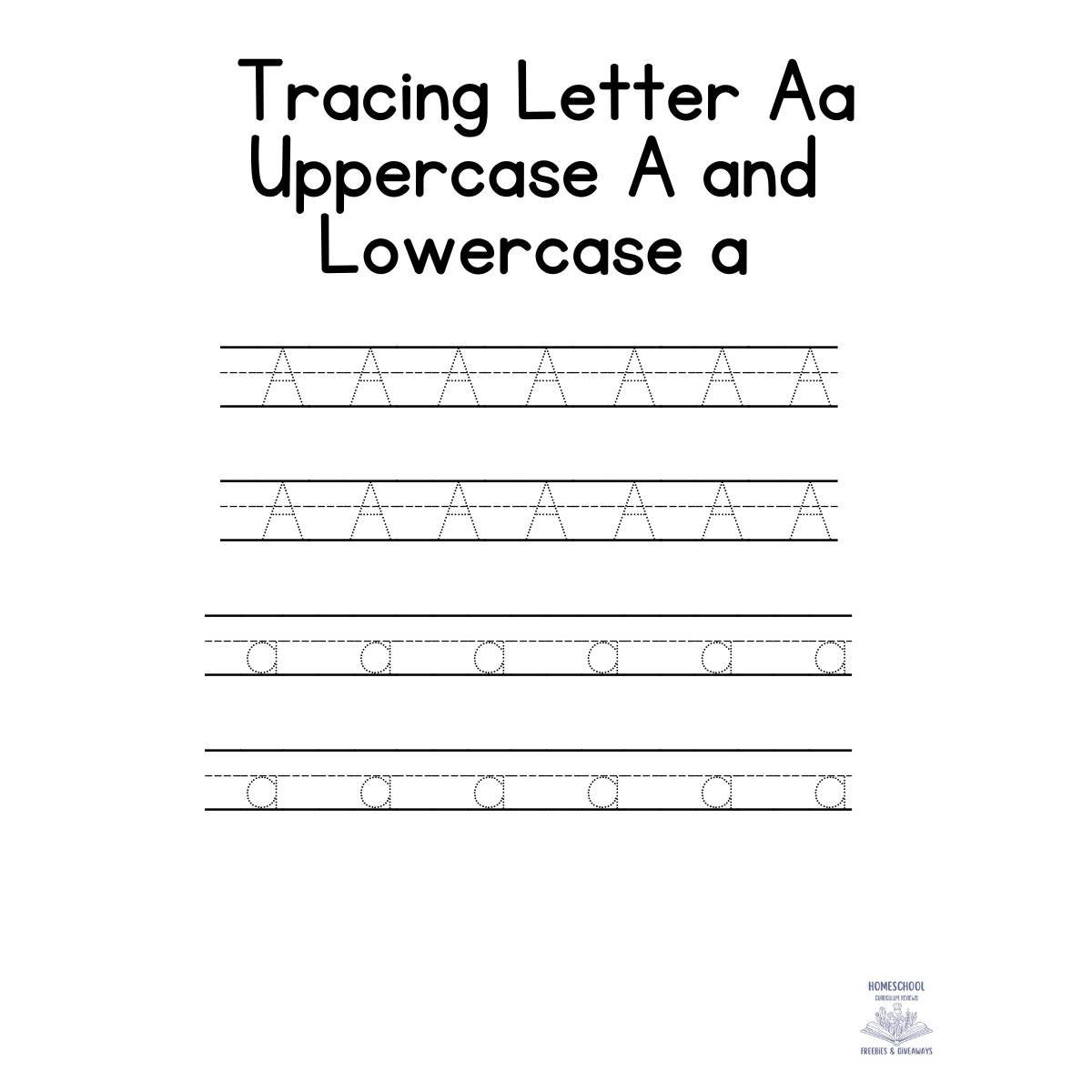 Traceable uppercase and lowercase letter a's with lines 