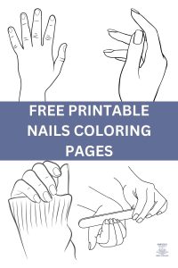 4 different photos of hands with nails coloring pages with words free printable nails coloring pages
