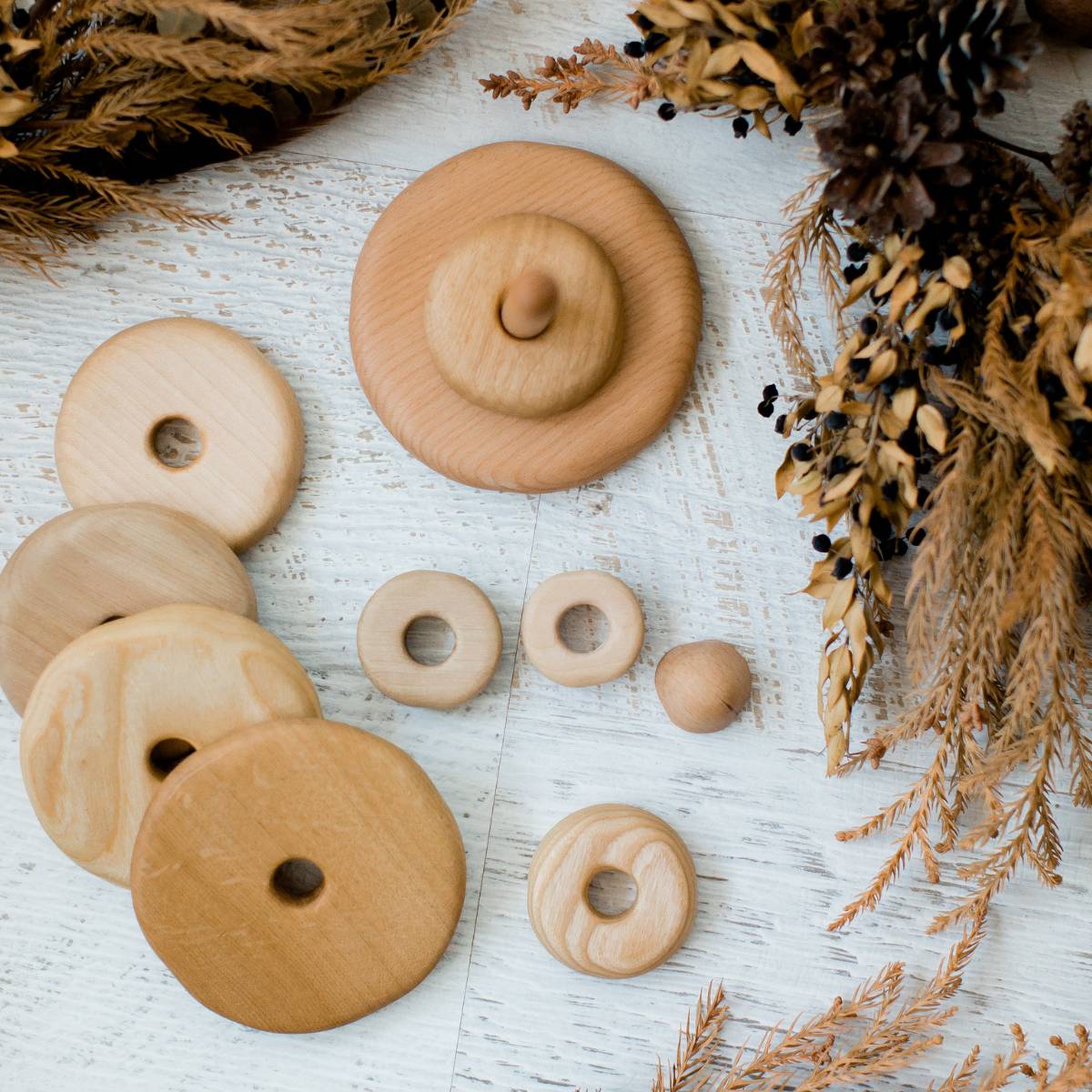 Wooden stackable toddler toy deconstructed