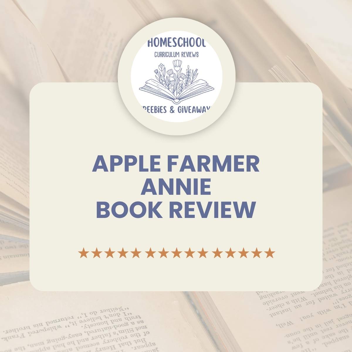 open book in the background with words apple farmer Annie book review