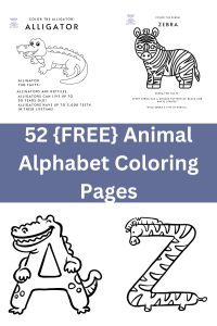 alligators and zebras for coloring with words 52 Free Animal Alphabet Coloring Pages