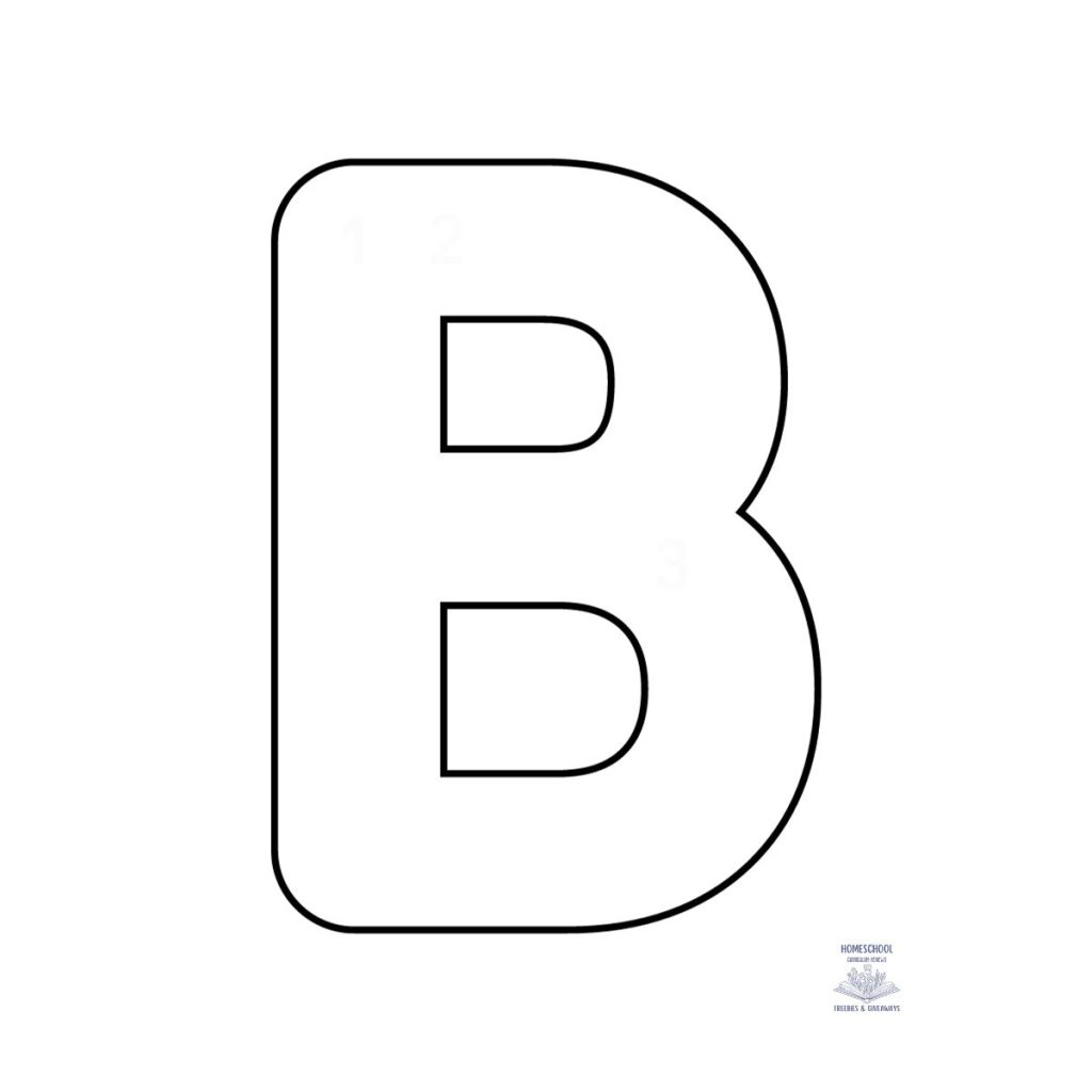 black and white uppercase bubble letter b free printable from Homeschool Freebies and Giveaways