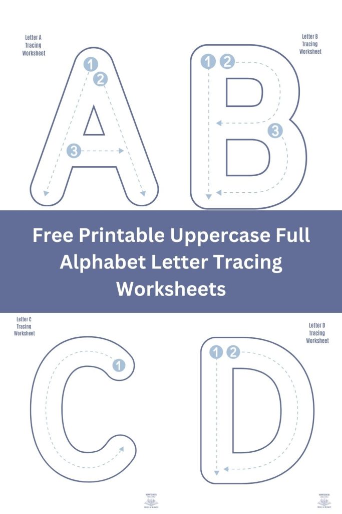 Free Printable Uppercase Full Alphabet Letter Tracing Worksheets