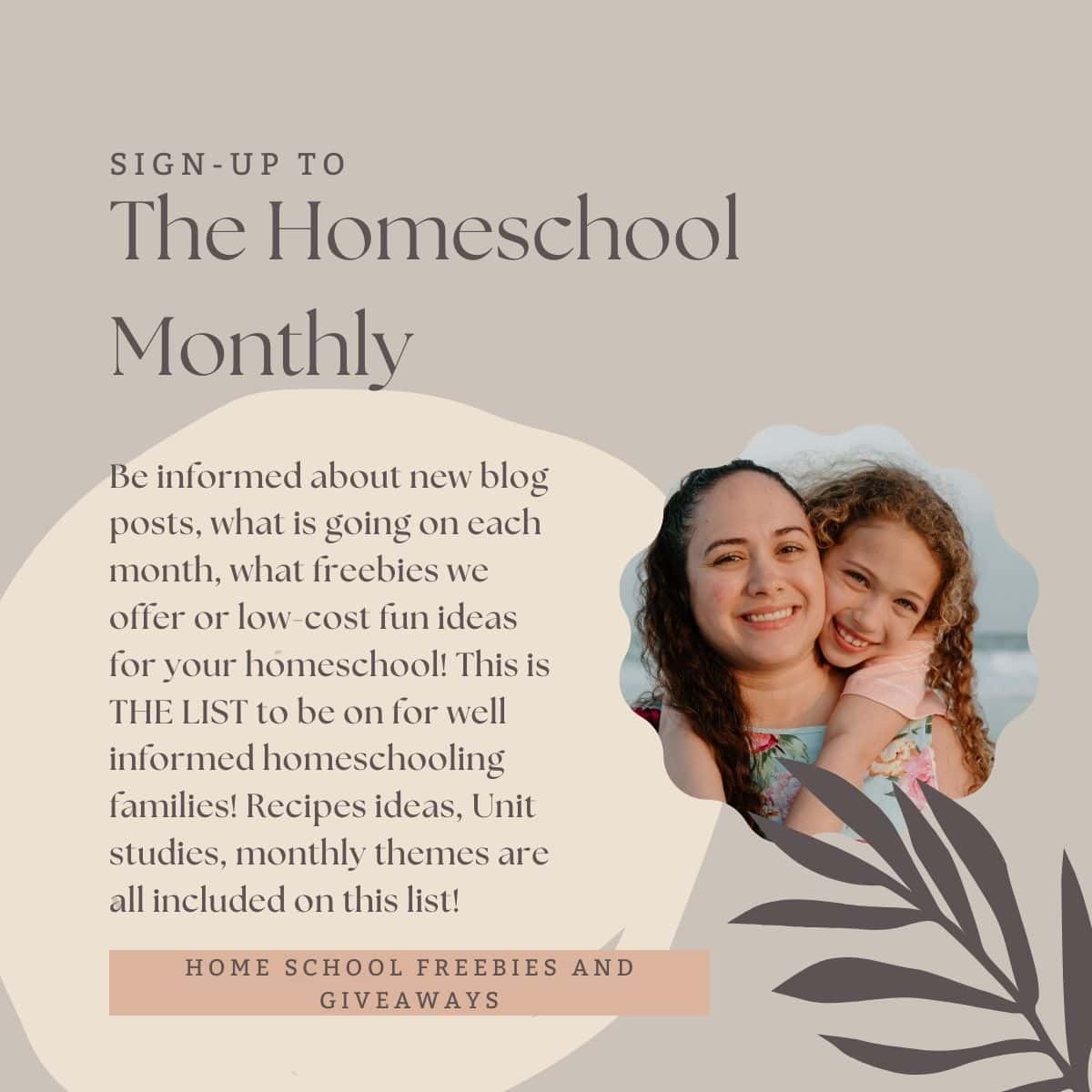 The Homeschool Monthly Sign up to be informed about all things homeschooling! With a picture of Tyla the author of Homeschool Freebies and Giveaways