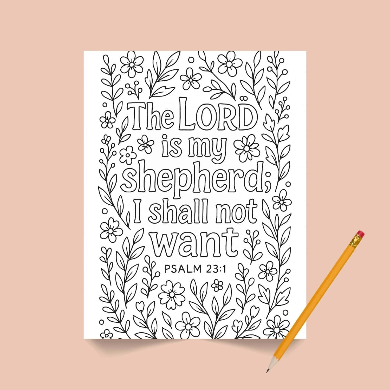 Psalms 23 1 Coloring Page Feature