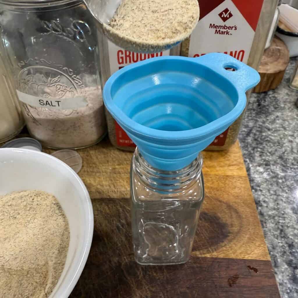 storing the adobo seasoning in a glass jar
